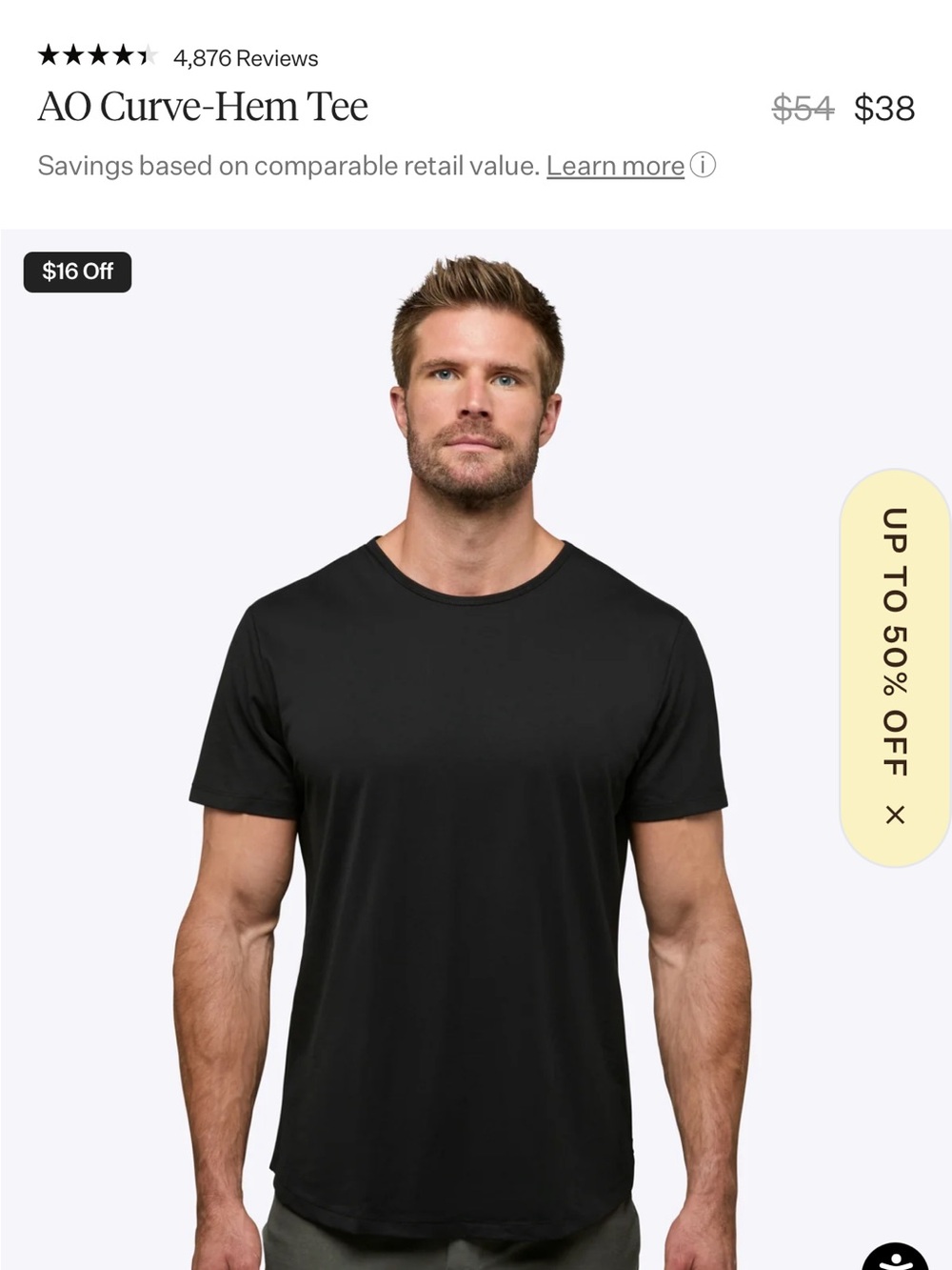Cuts Clothing Black Short Sleeve AO Curve Hem Tee